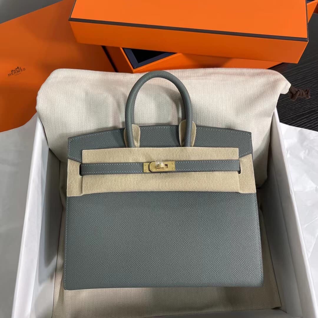 Hermes Birkin Sellier Bag 25/30cm Epsom Leather WAX Blue Lin High