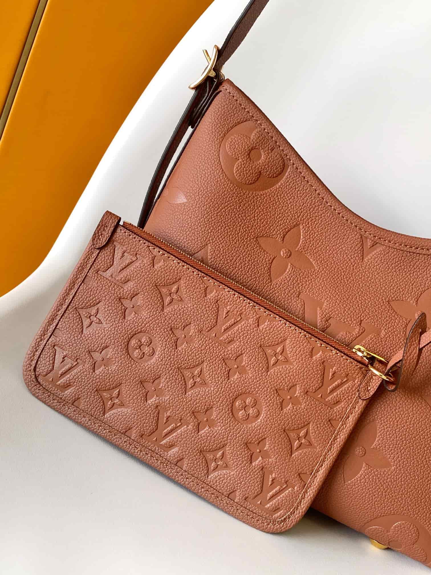 Louis Vuitton CarryAll PM Cognac Brown Embossed grained cowhide leather M11790 High