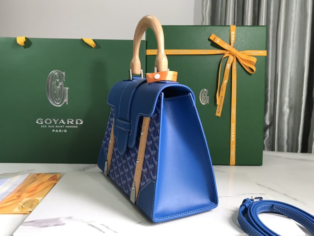 Saïgon PM Bag Goyardine Canvas & Clamecy Cowhide Blue High