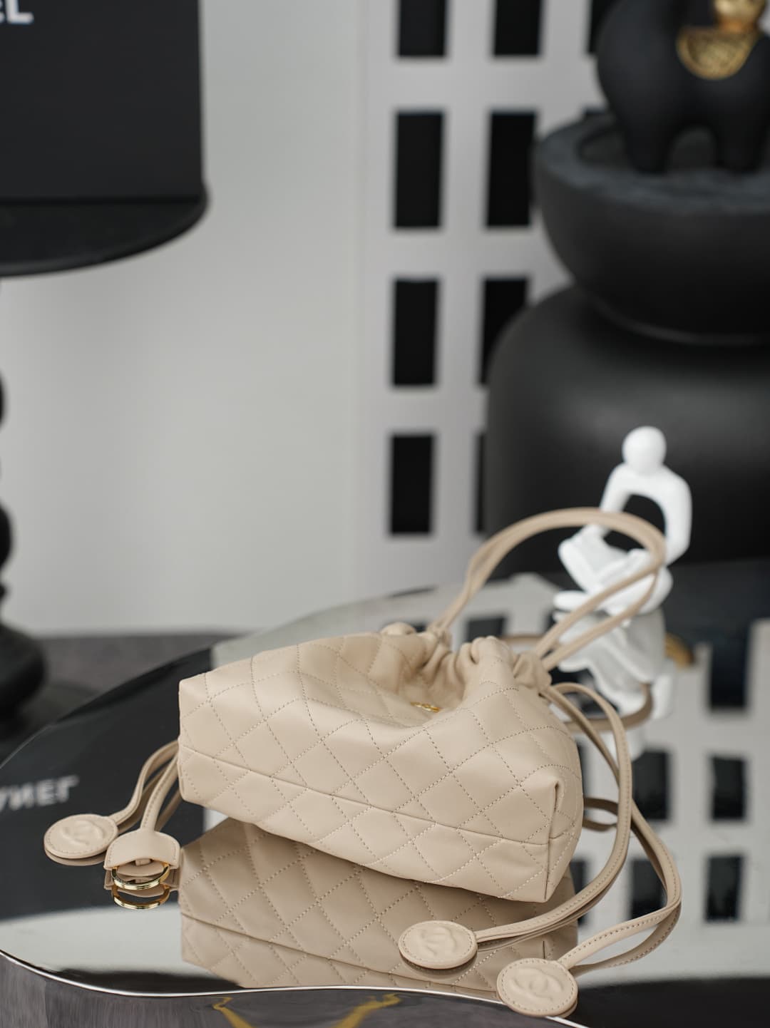 Chanel Clutch with Leather Strap Lambskin & Gold-tone Metal AP5228 Beige A
