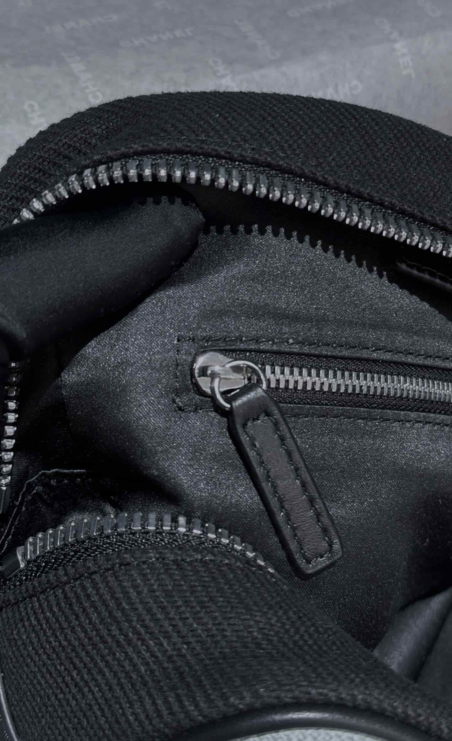 Chanel Small Zipped Pouch Canvas Calfskin Blue & Black AP5266 A