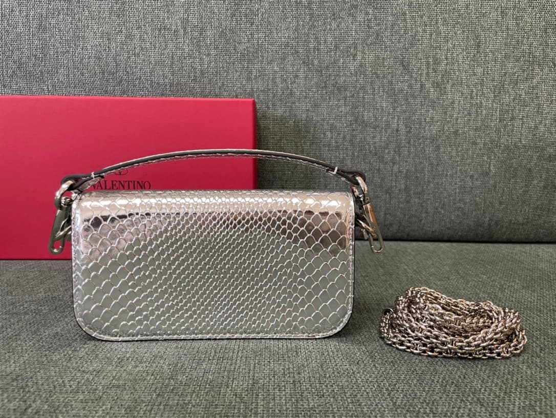 Valentino Garavani MINILOC mini shoulder bag 1133S Calfskin Silver High