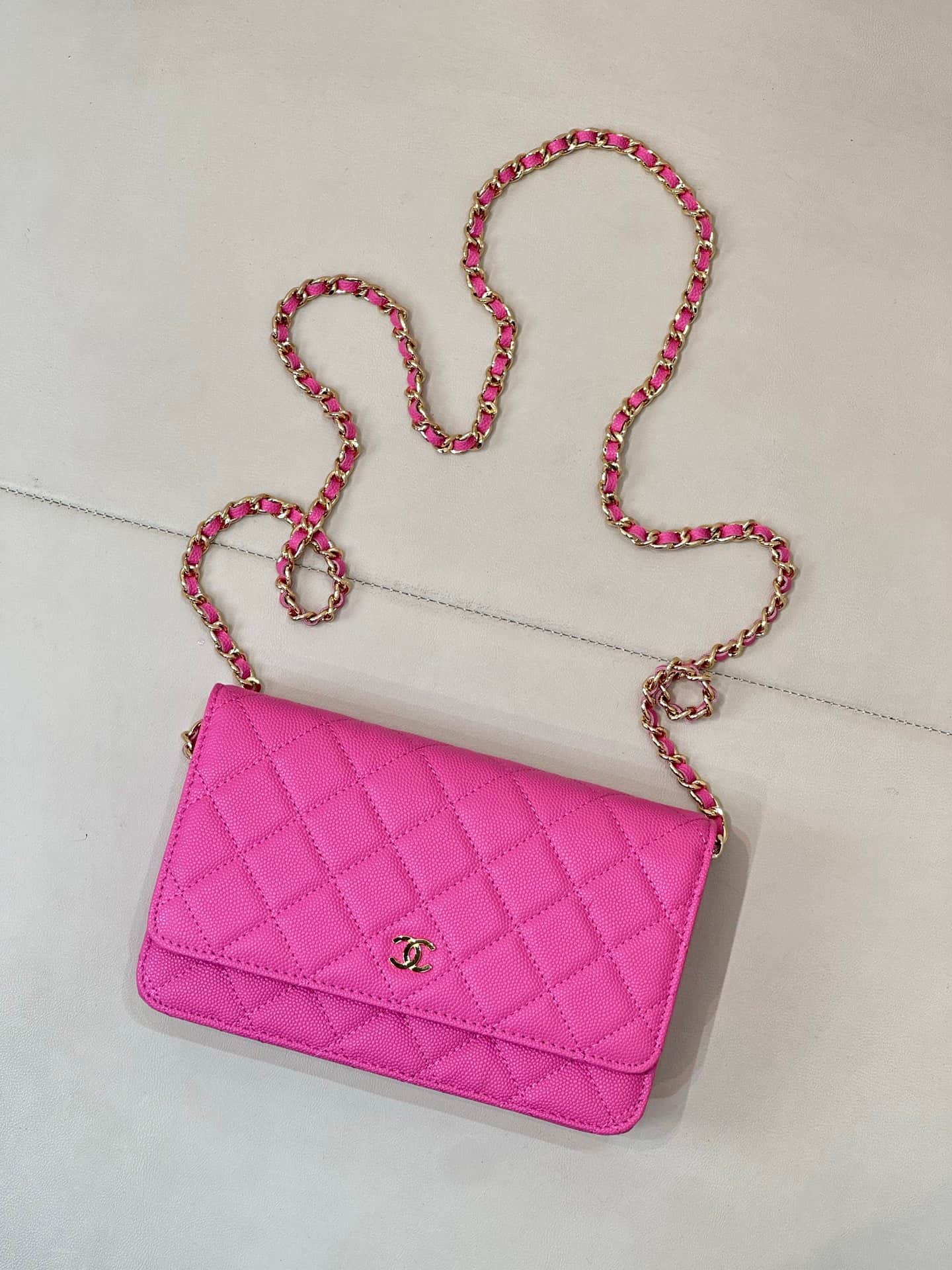 Chanel Wallet on Chain Grained Calfskin& Gold-tone Metal AP0250 Plum Red TOP