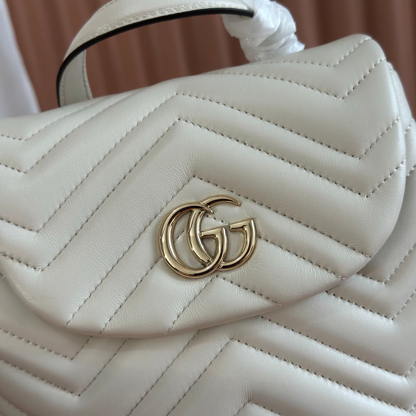 Gucci GG Marmont Mini Backpack White Matelassé Chevron Nappa Leather 855921 High