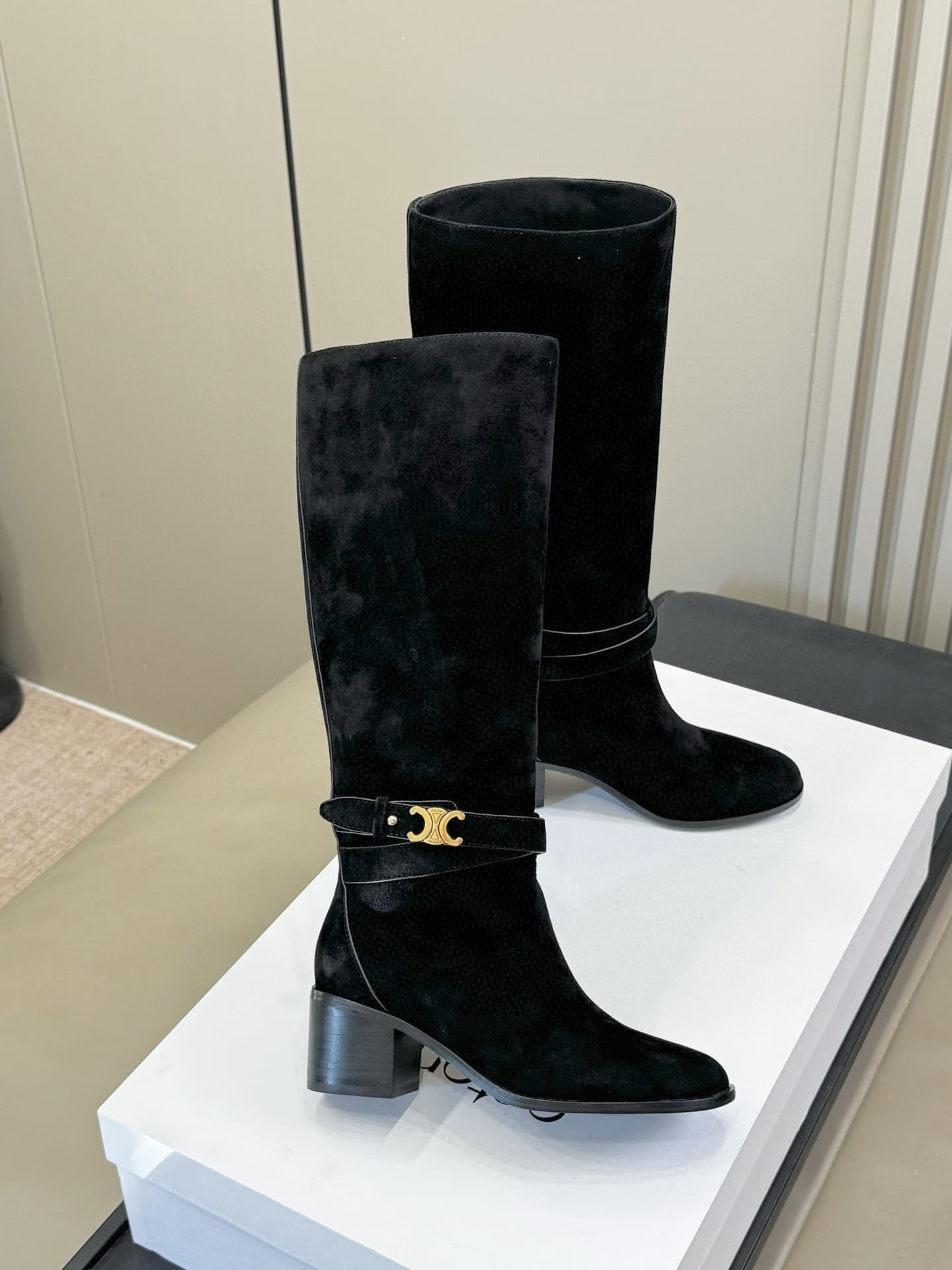 Celine Garance Triomphe Strap High Boots Shoes Women