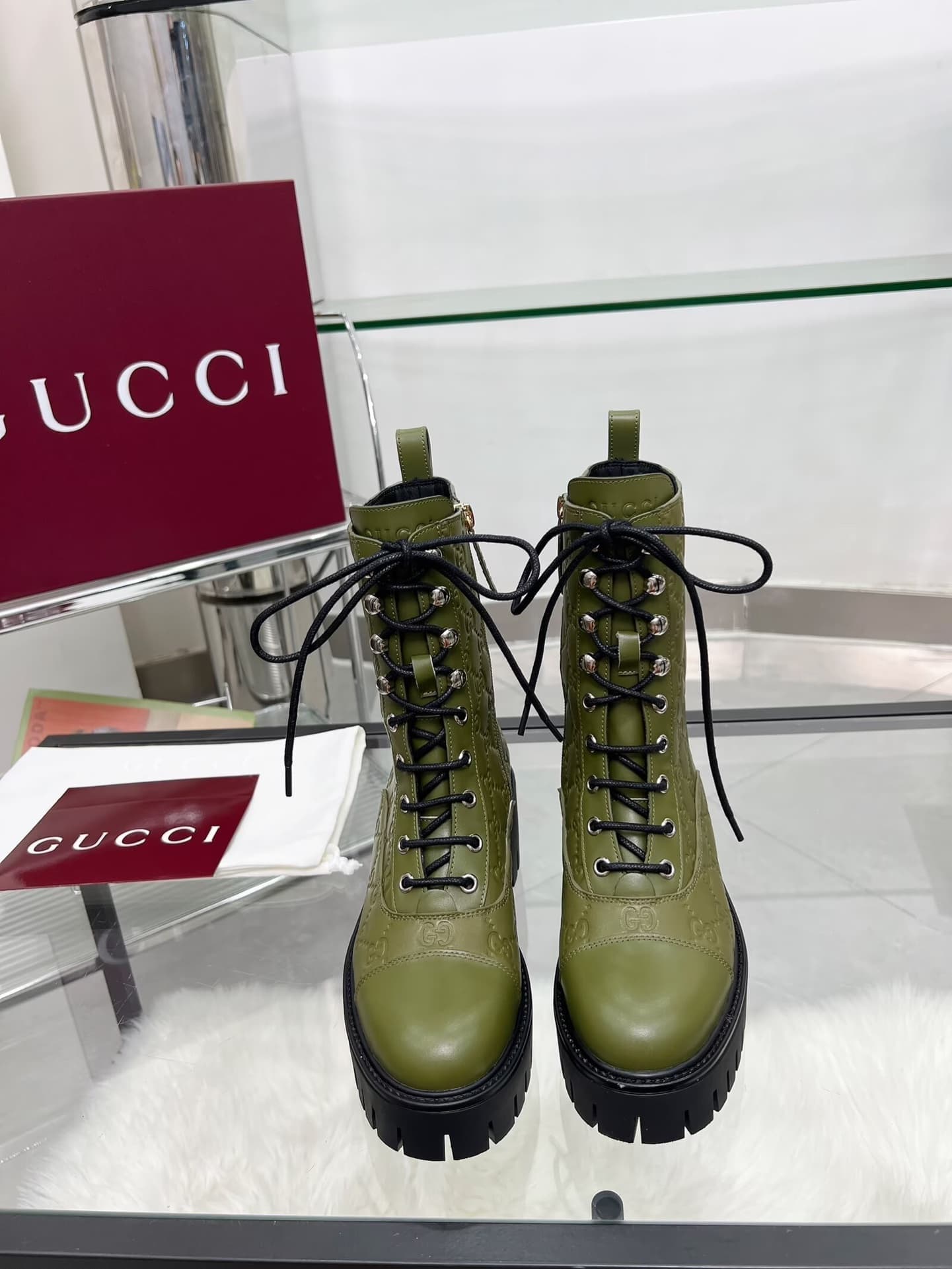 Gucci Women's lace-up ankle boots with GG