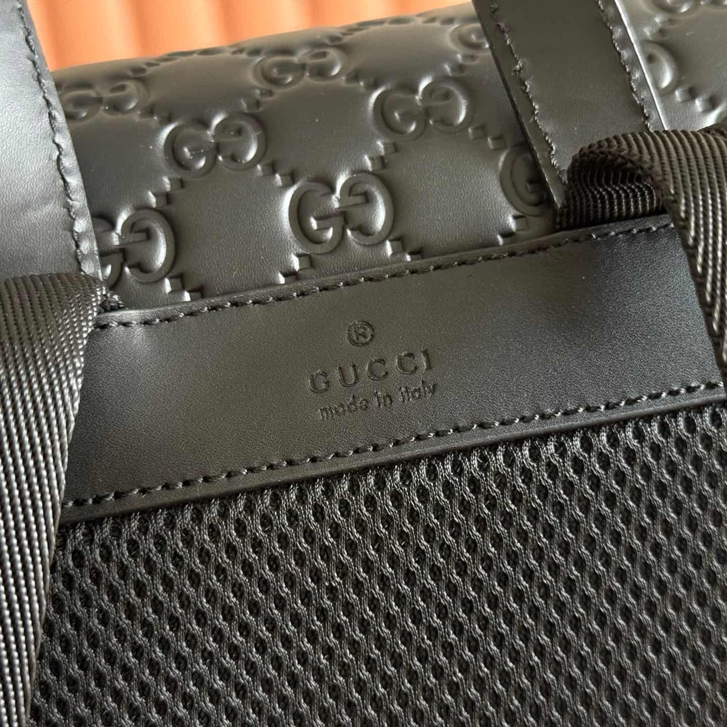 Gucci GG Emblem medium backpack Black embossed GG smooth leather 854750 High