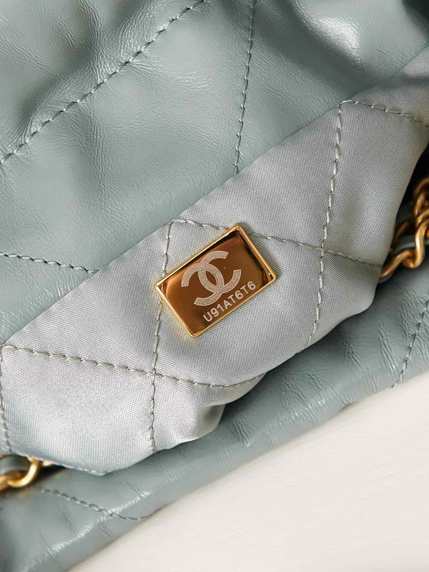 Chanel 22 MINI HANDBAG Shiny Calfskin & Gold-Tone Metal AS3980 A