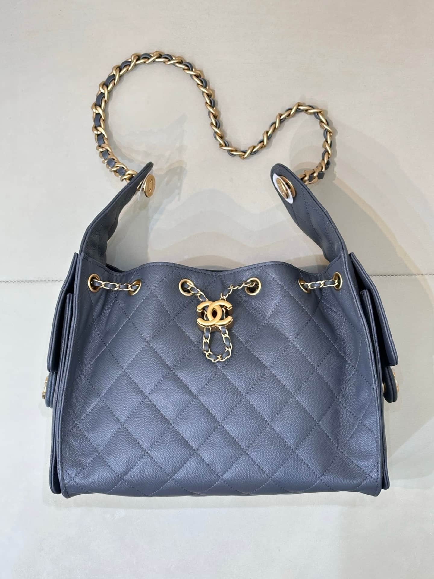 Chanel 25 Small Hobo handbag AS5293 Grained Calfskin & Gold-tone Metal Dark Grey TOP