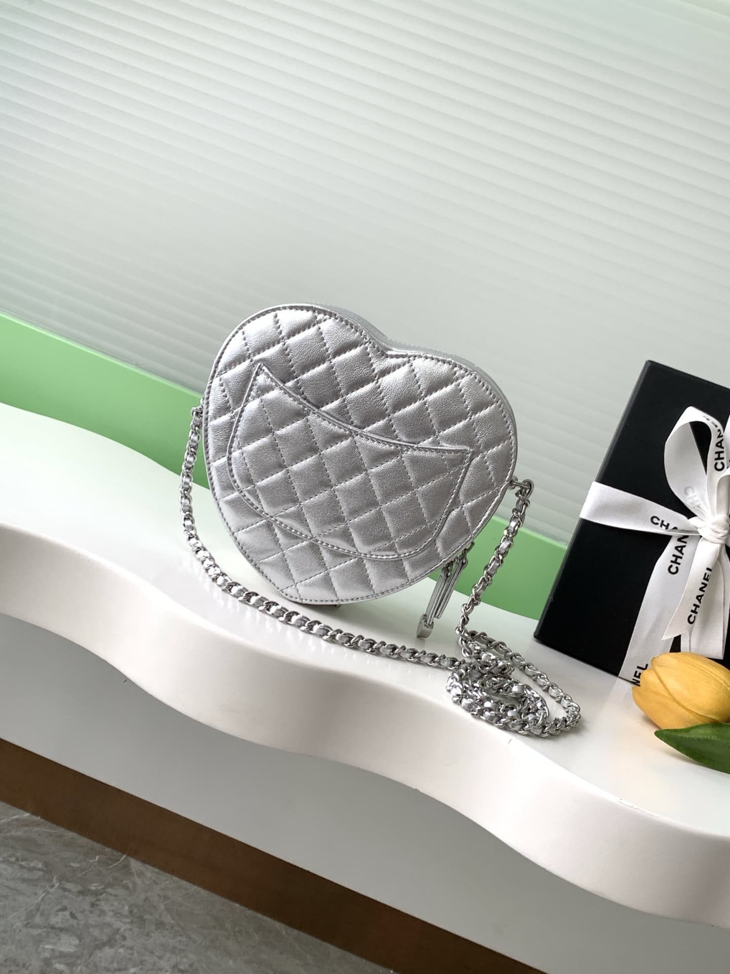 Chanel HEART BAG Lambskin & Silver-Tone Metal AS3191 A
