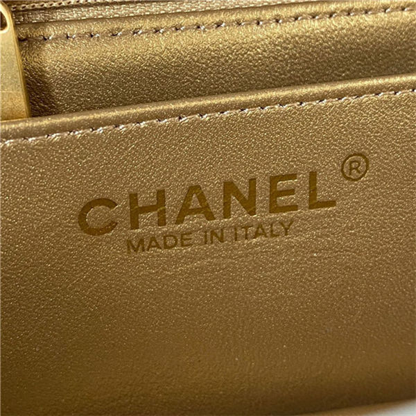 Mini FLAP BAG Lambskin Gold-Metal AS1787 Grey A
