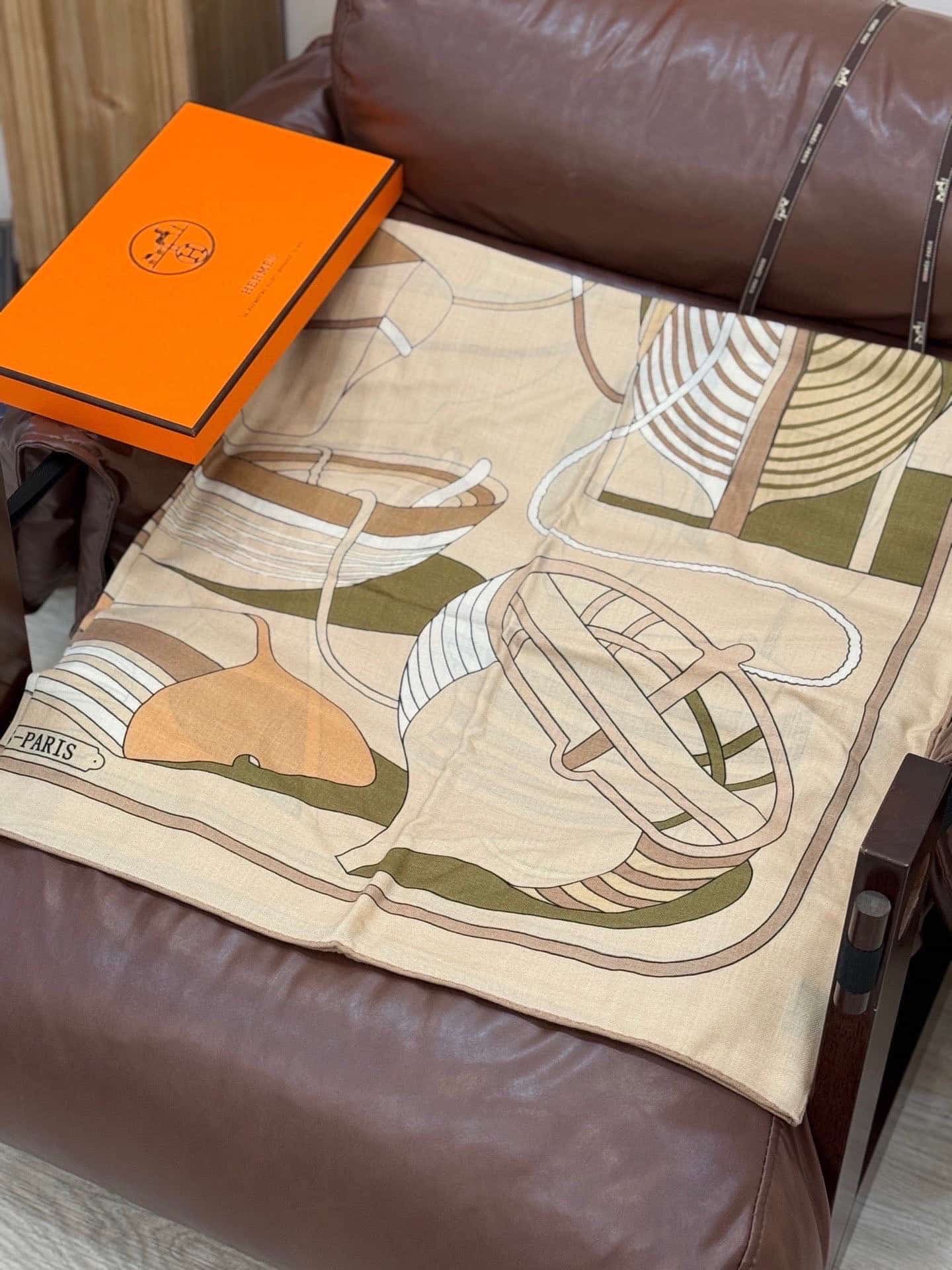 Hermes Thalassa embroidered shawl