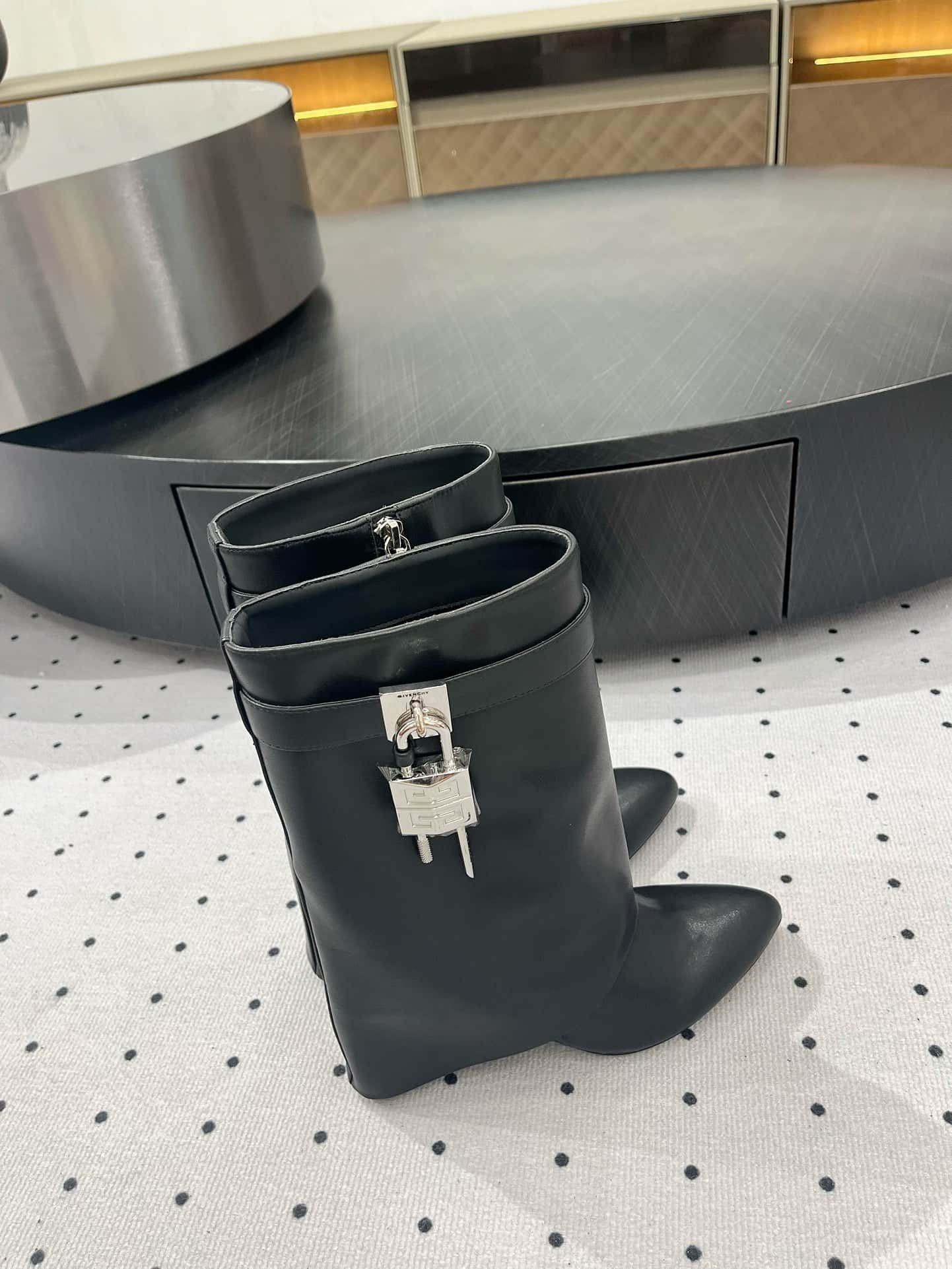 Givenchy Calfskin Shark Lock Ankle Boots Shoes Women