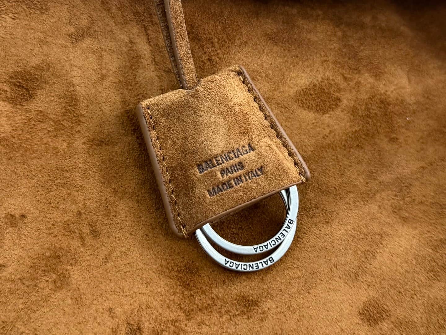 Balenciaga Rodeo Medium Bag in Camel Waxed Suede Calfskin With Silver-Tone Metal TOP