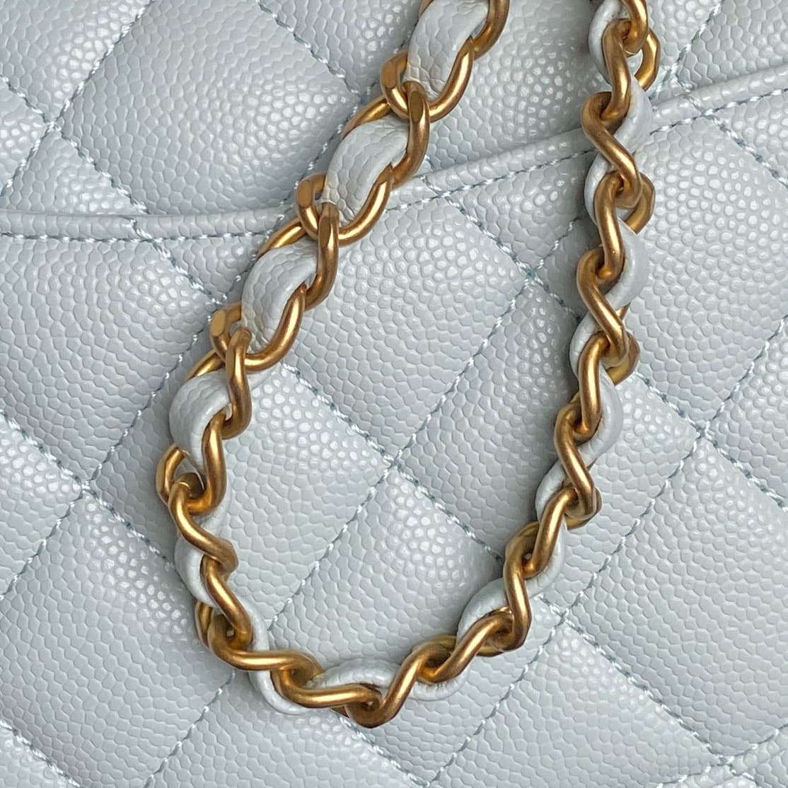 Chanel Mini Flap Bag with Top Handle Grained Shiny Calfskin &  Gold-Tone Metal Blue AS5702 A
