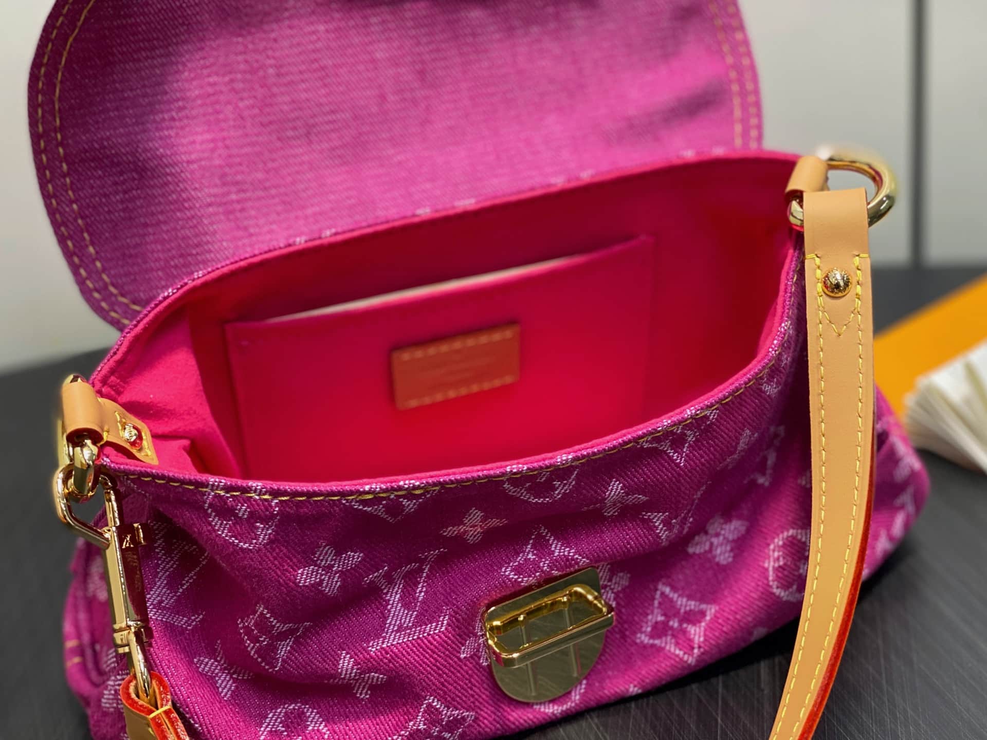 Louis Vuitton Monogram Fuchsia Denim Mini Pleaty Bag M95216 High