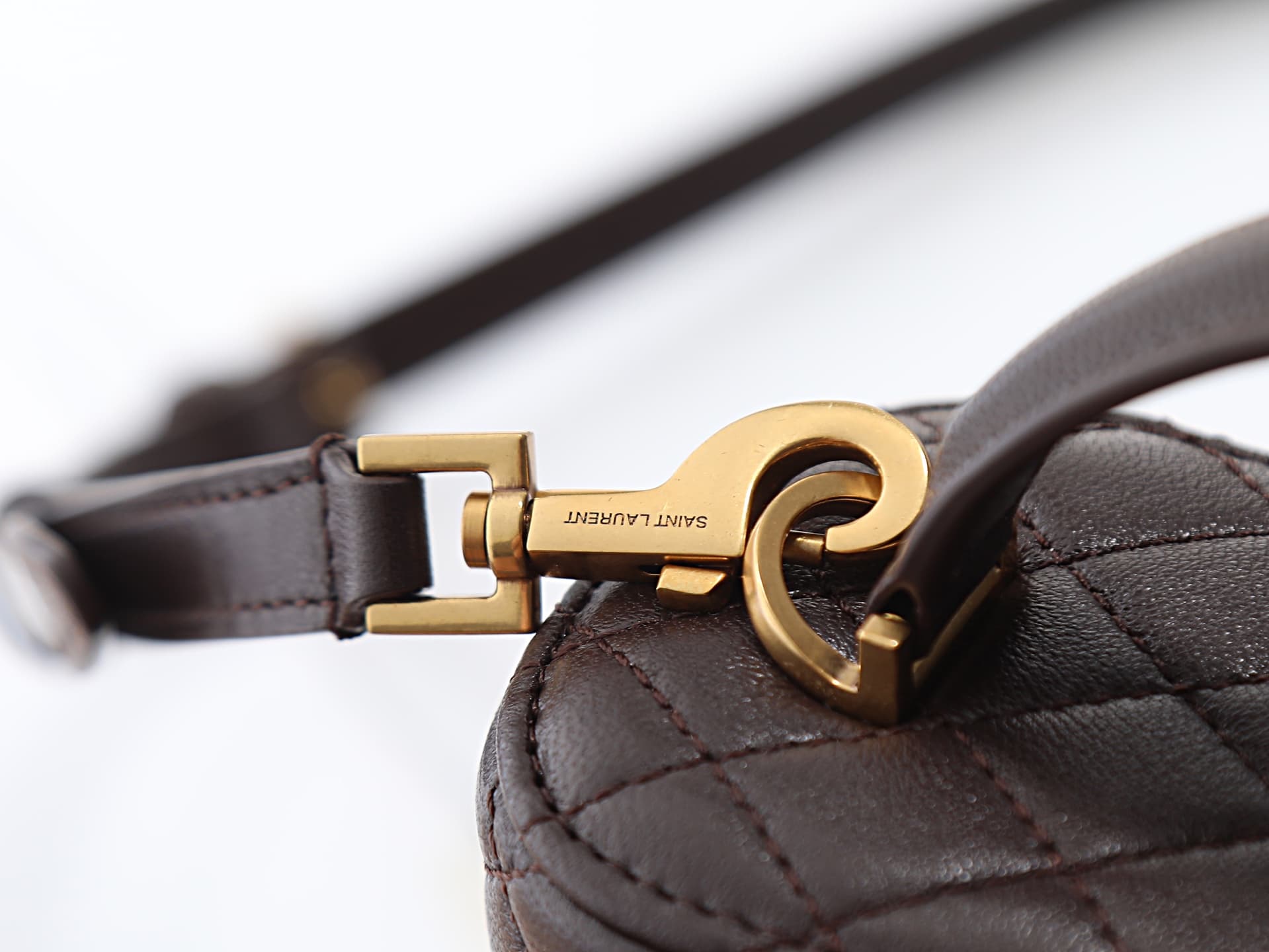 Saint Laurent Gaby Vanity Bag Lambskin Dark Brown 766731 High