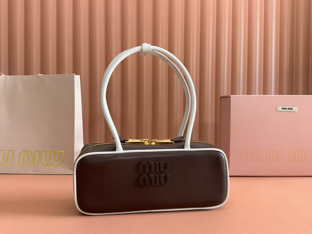 Miu Miu Contrast Beau Bag Briarwood/White 5BB173 TOP