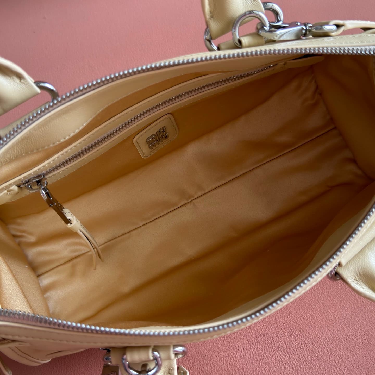 Miu Miu Arcadie bag Smooth Leather 5BA332 Light Yellow TOP