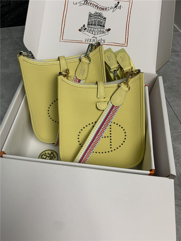 Hermes Evelyne III TPM Mini Bag Togo Leather In Jaune Poussin WAX High