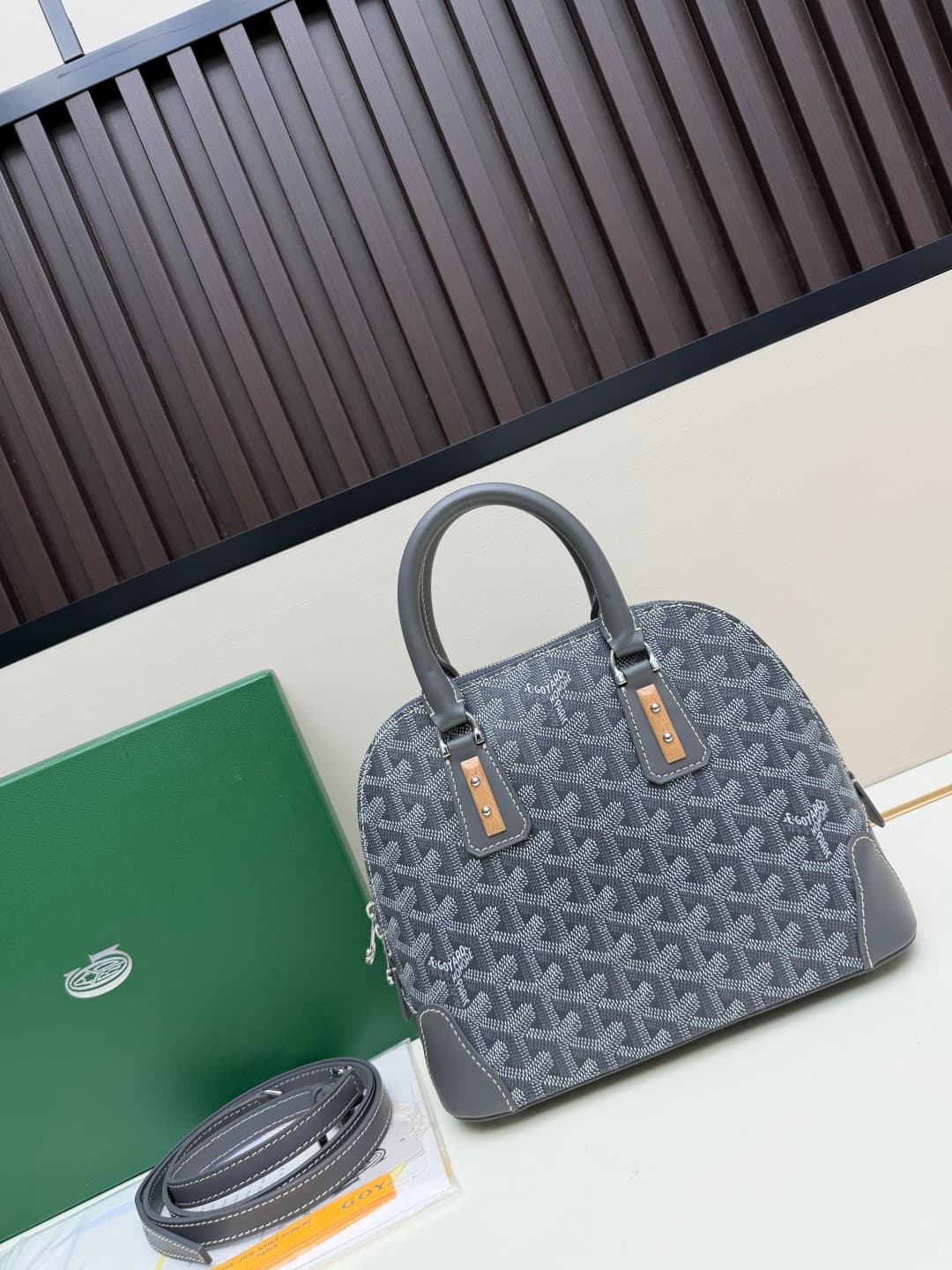 Goyard Vendôme mini bag in Goyardine coated canvas grey high