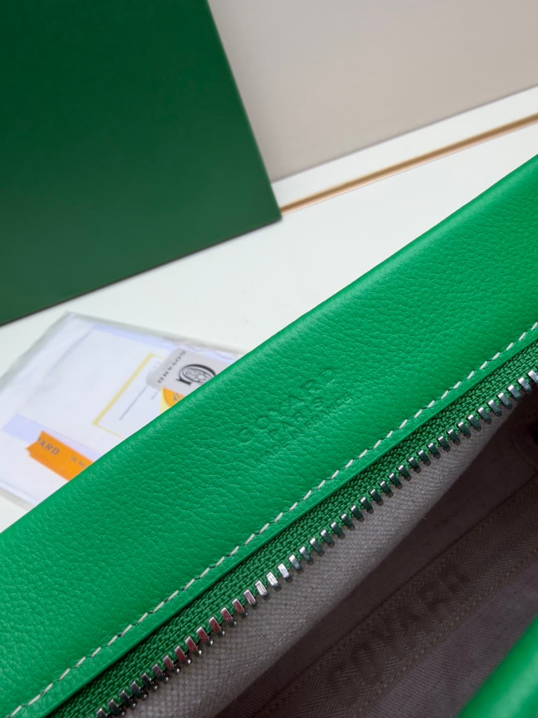 Goyard Conti pouch Goyardine canvas and Chevroches Calfskin Green High