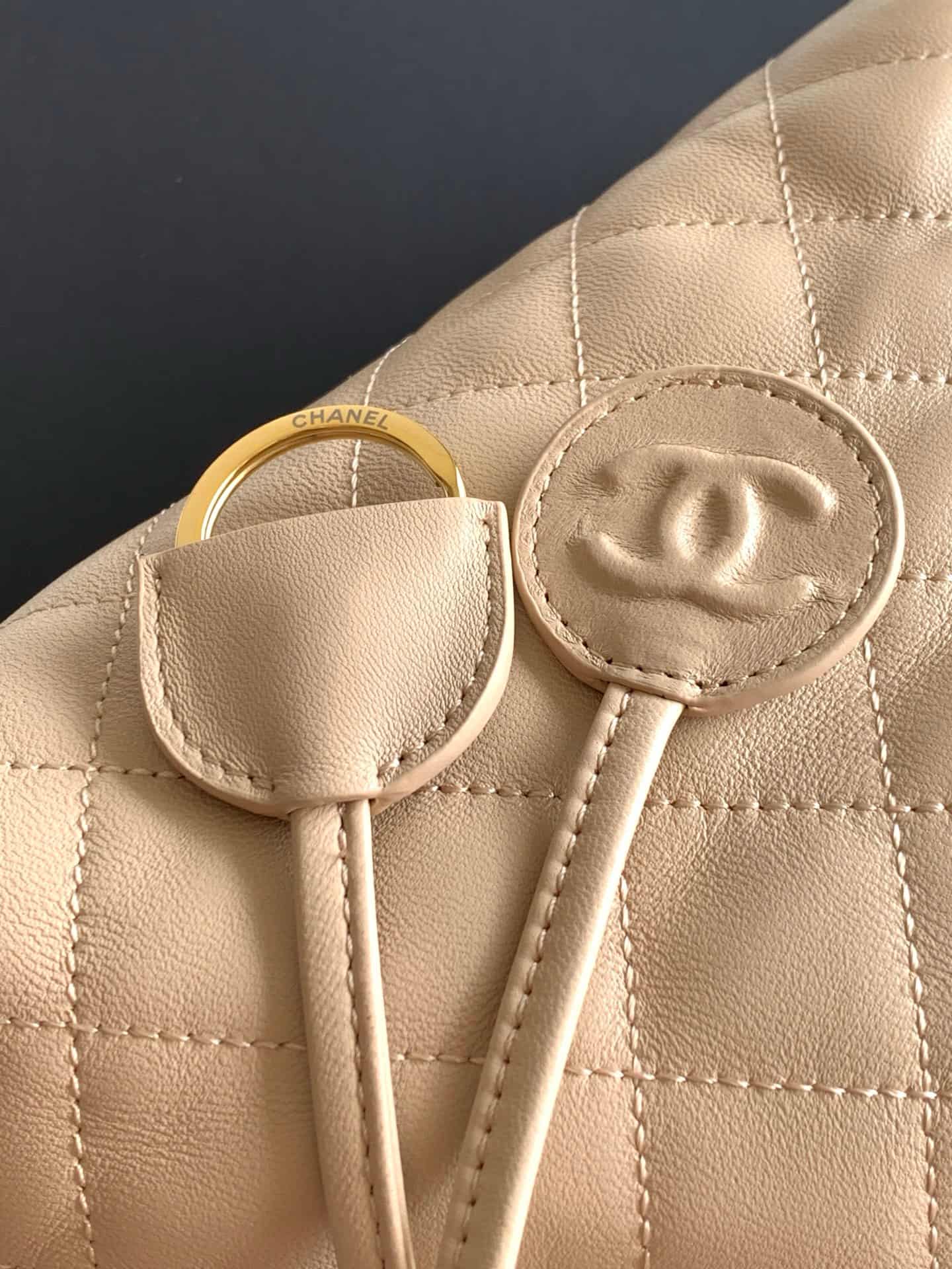Chanel Clutch with Leather Strap Quilted Leather & Gold-tone Metal AP5227 Beige A
