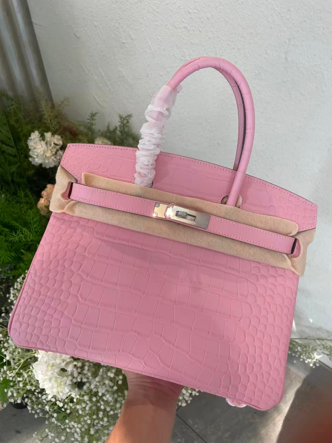 Hermes Birkin 25/30/35cm Bag Matt Crocodile Leather In Rose Sakura WAX High Customizing Style