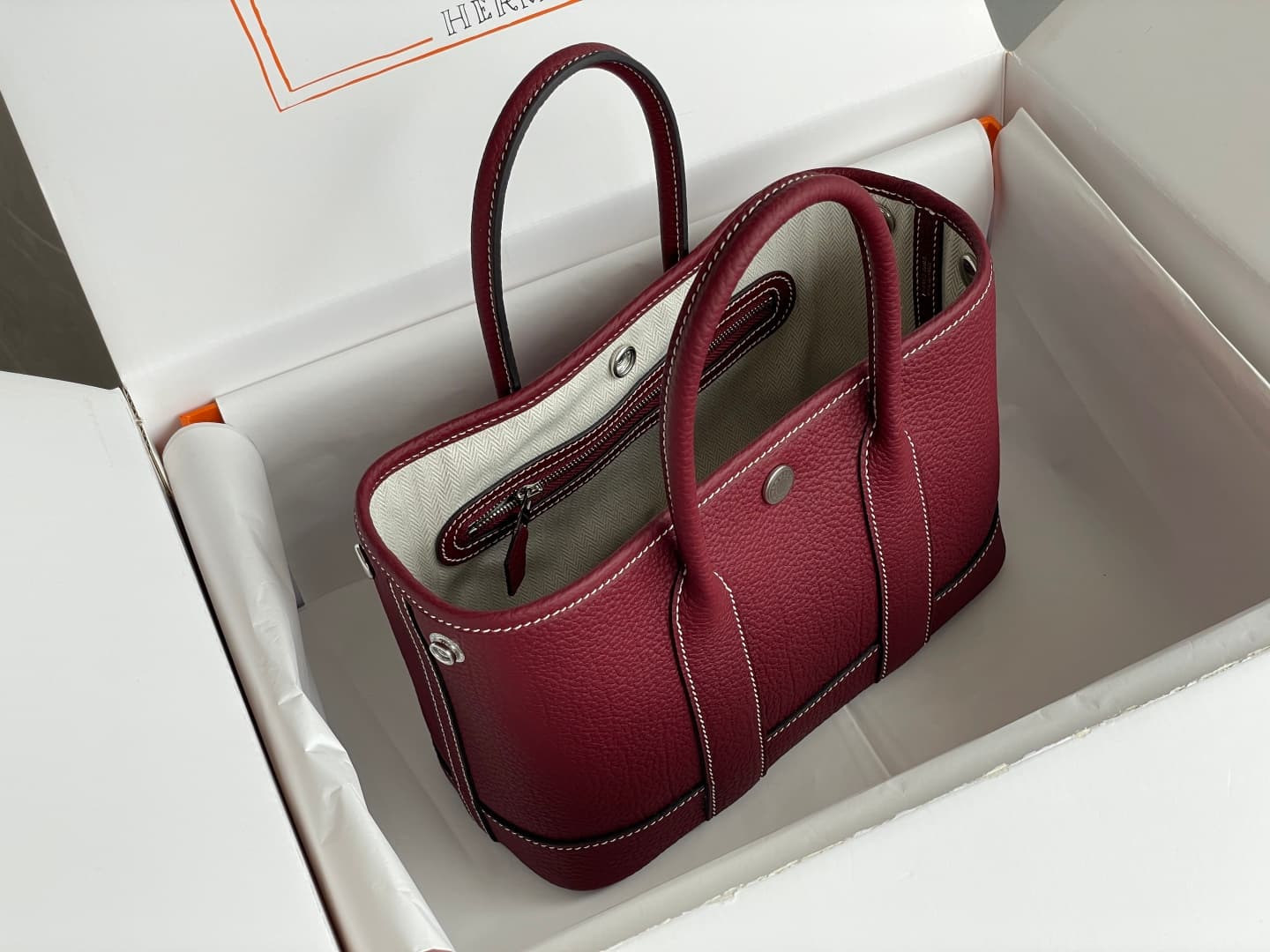 Hermes Garden Party 23 bag in Rouge H Togo Leather WAX High