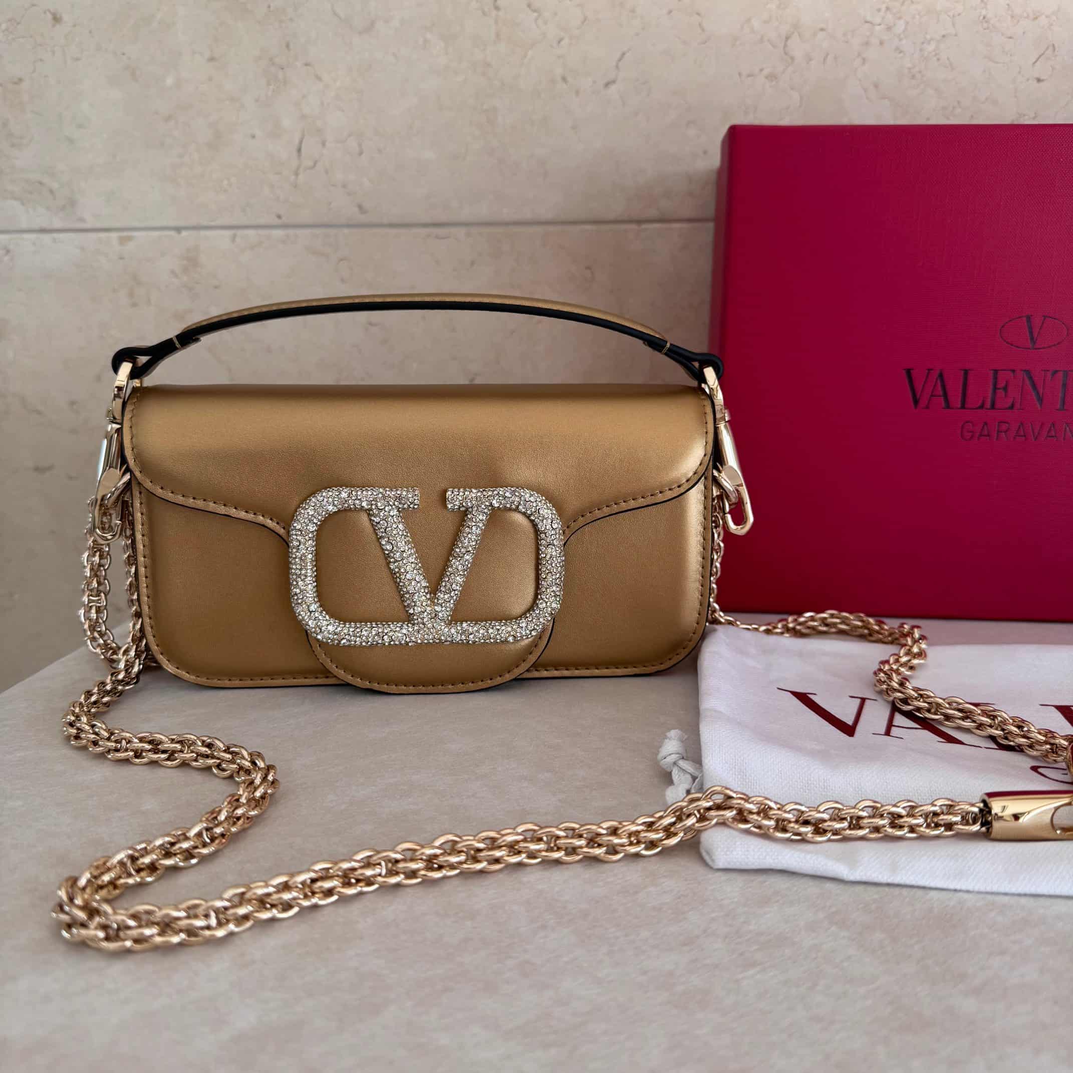 Valentino Garavani Locò Mini leather shoulder bag with crystal VLogo High