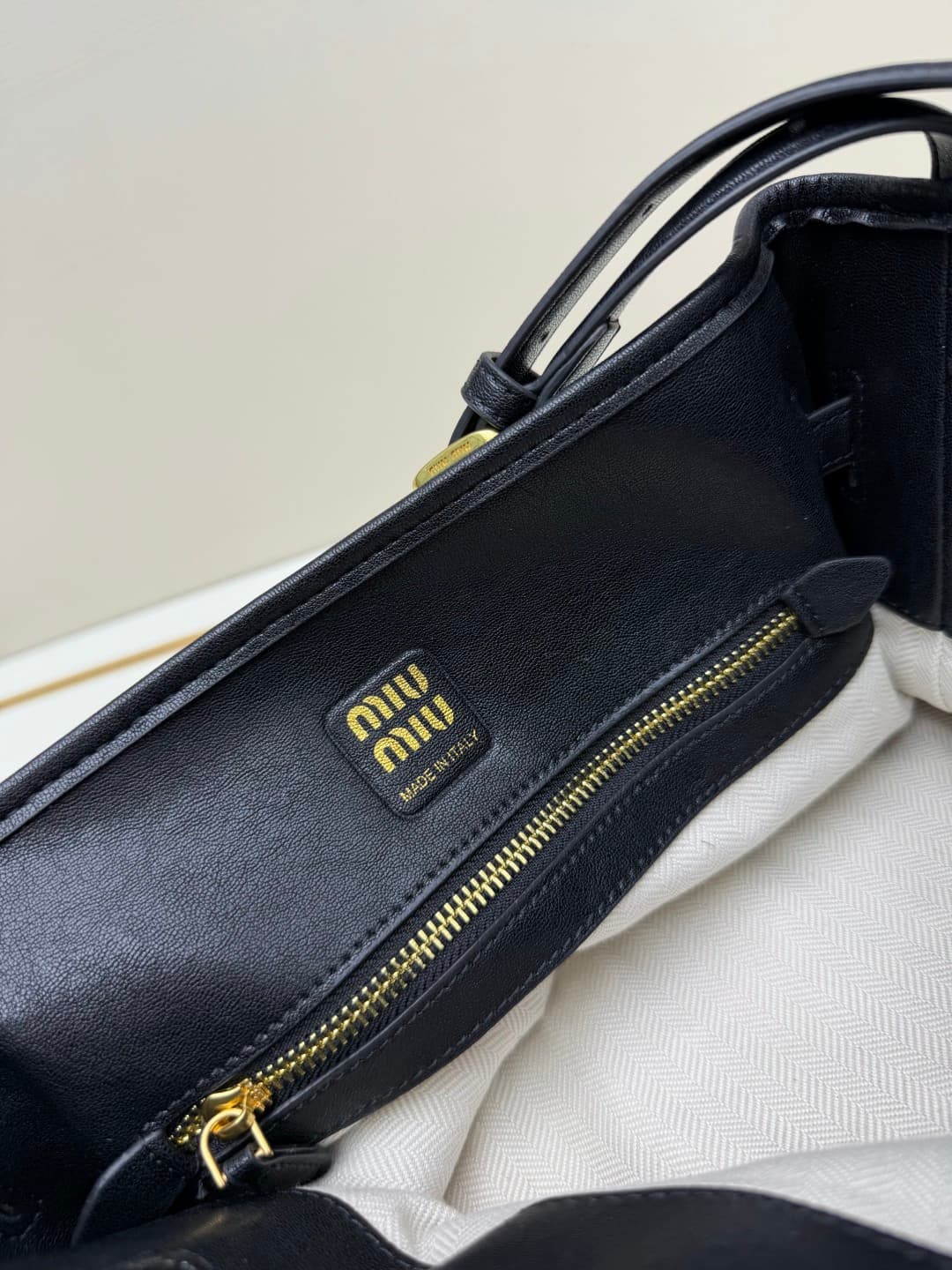 Miu Miu Aventure Calfskin Leather Bucket Bag Black High