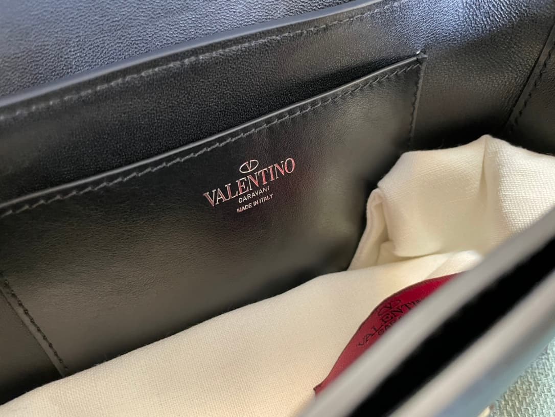 Valentino Garavani Rockstud23 Small Shoulder Bag smooth black calfskin leather high