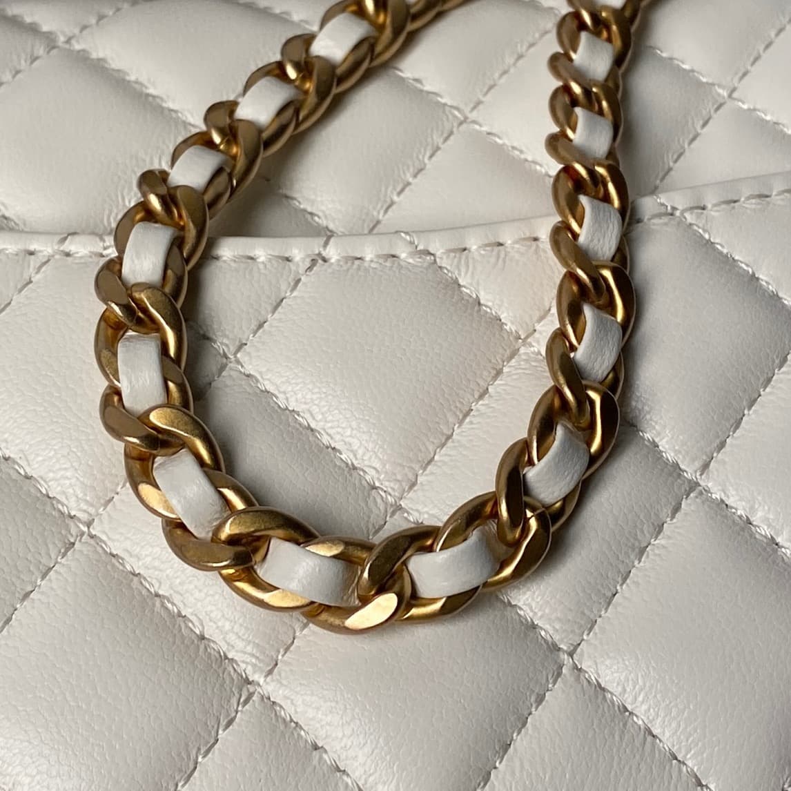 Chanel Small Flap Bag with Top Handle Lambskin& Gold-tone Metal White AS5814 A