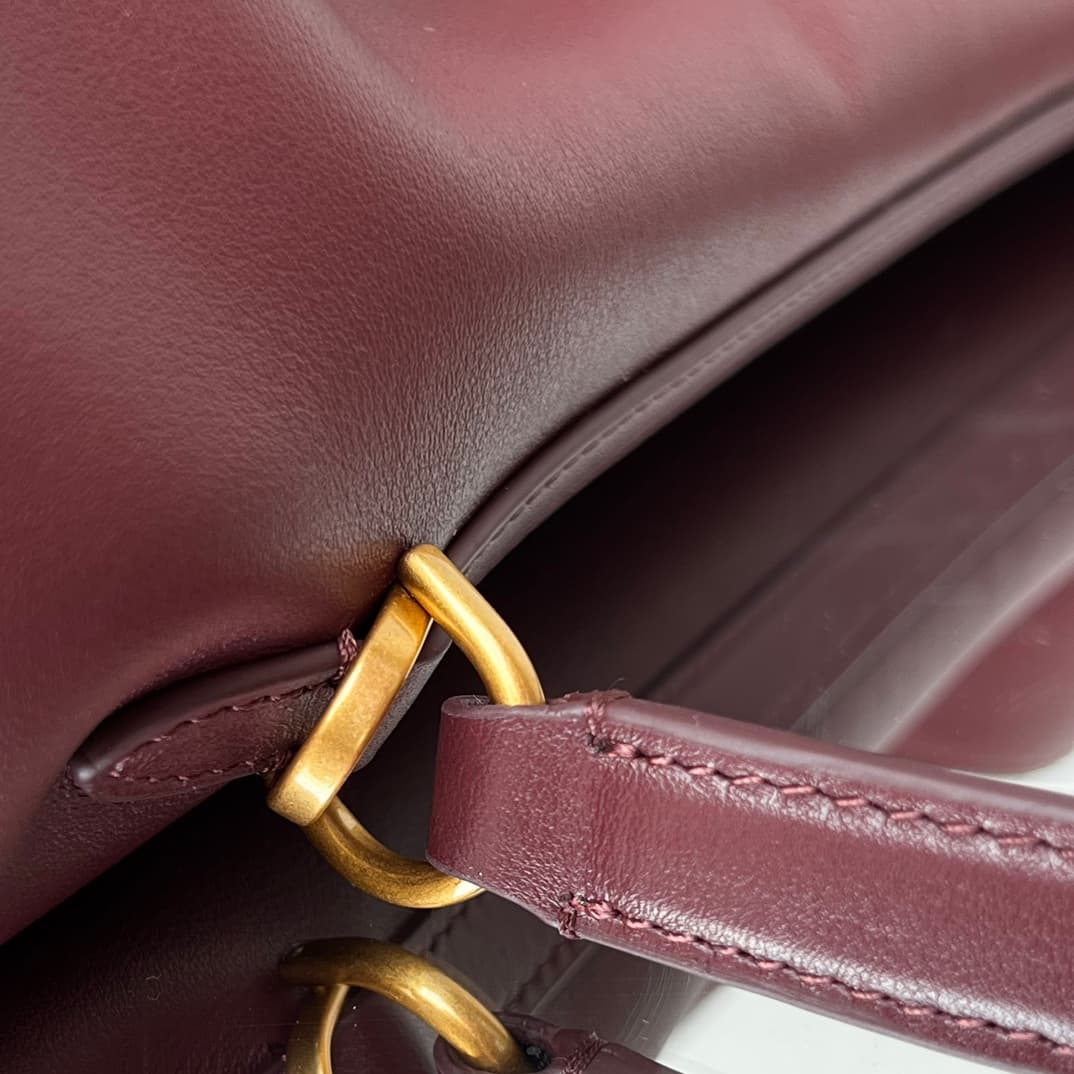 Balenciaga Rodeo Medium Bag in Dark Burgundy Leather With Gold-Tone Metal TOP