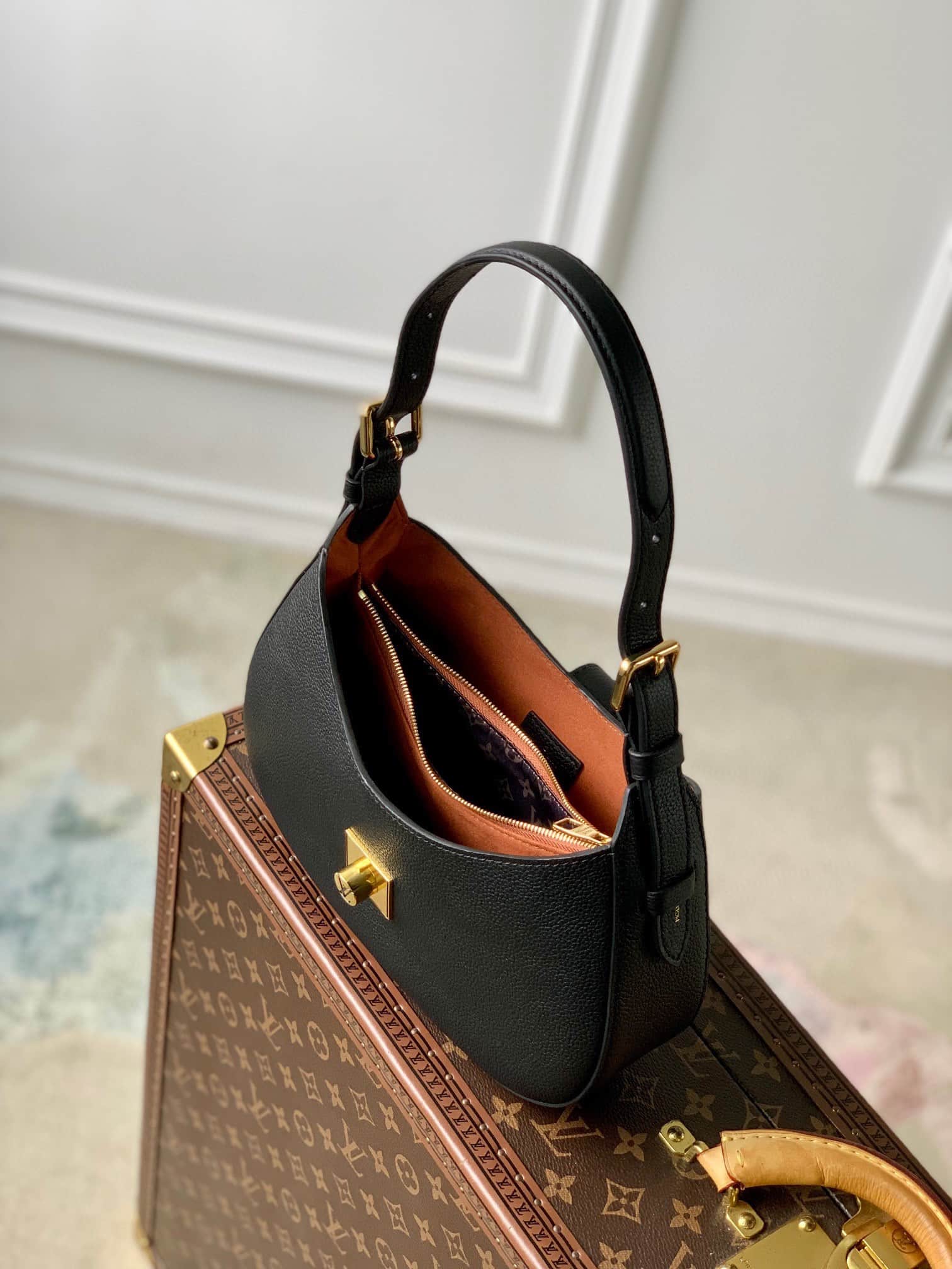 Louis Vuitton Low Key Shoulder Bag Black Grained calfskin M24611 High