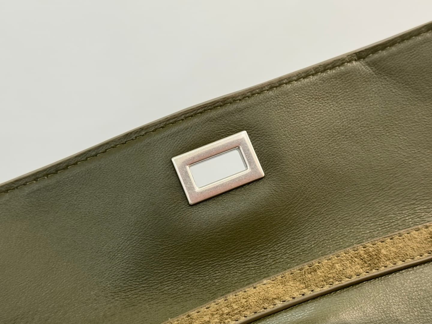 Balenciaga Rodeo Large Bag in Khaki Waxed Suede Calfskin With Silver-Tone Metal TOP