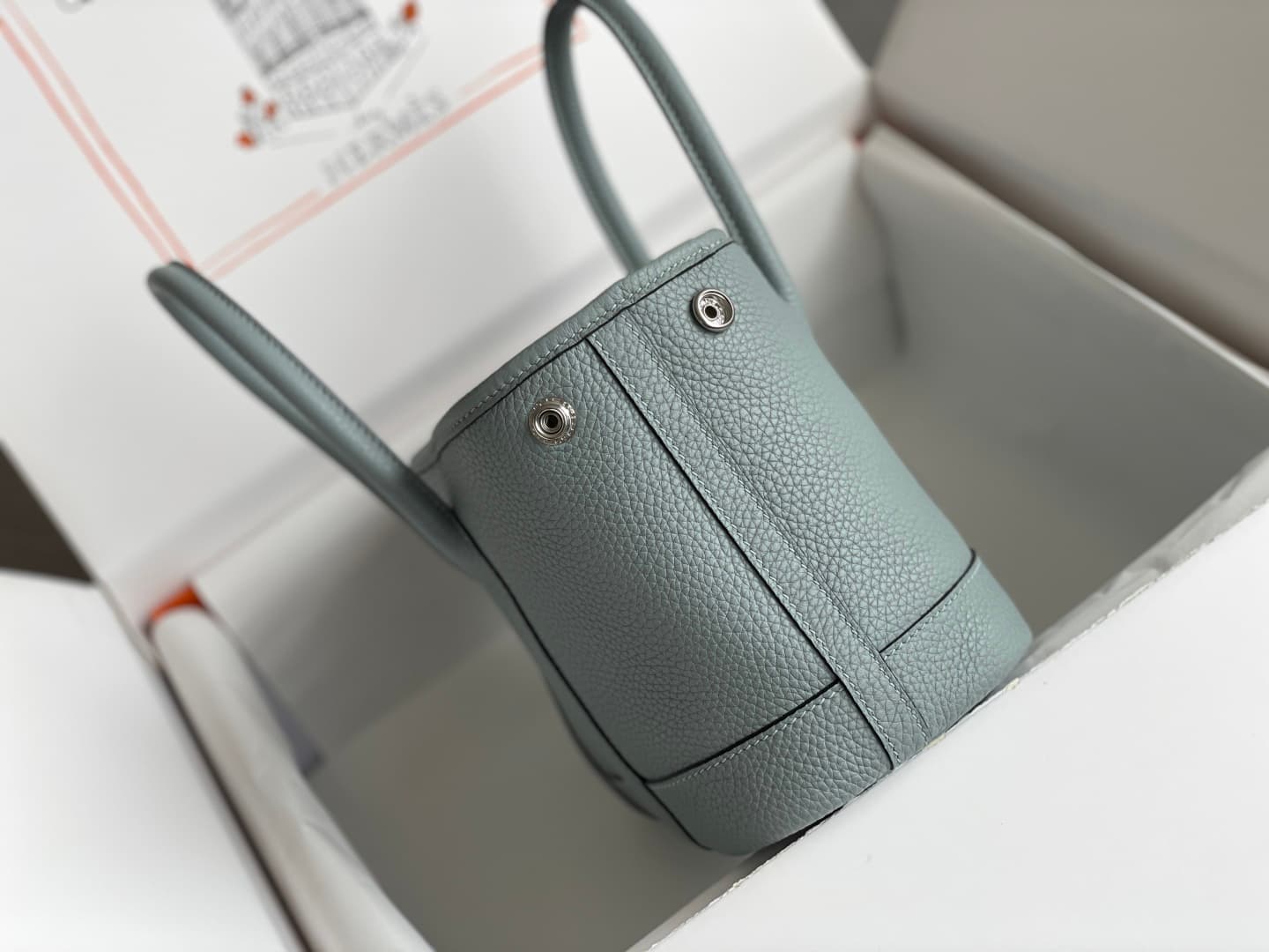 Hermes Garden Party 23 bag in Blue Pale Togo Leather WAX High