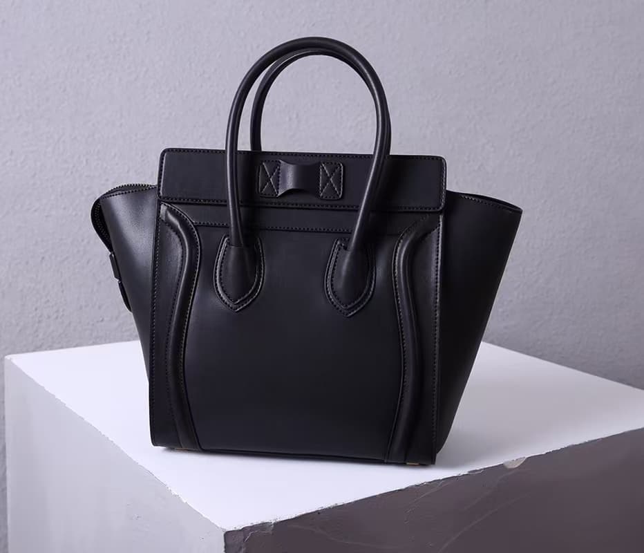 Celine Mini Luggage Bag In Black Smooth Calfskin High