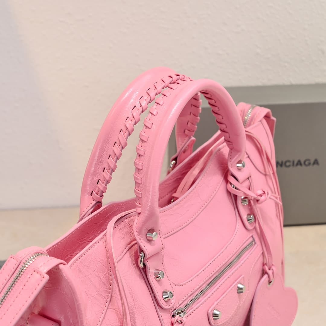 WOMEN'S LE CITY Medium Bag Silver Metal Pink High