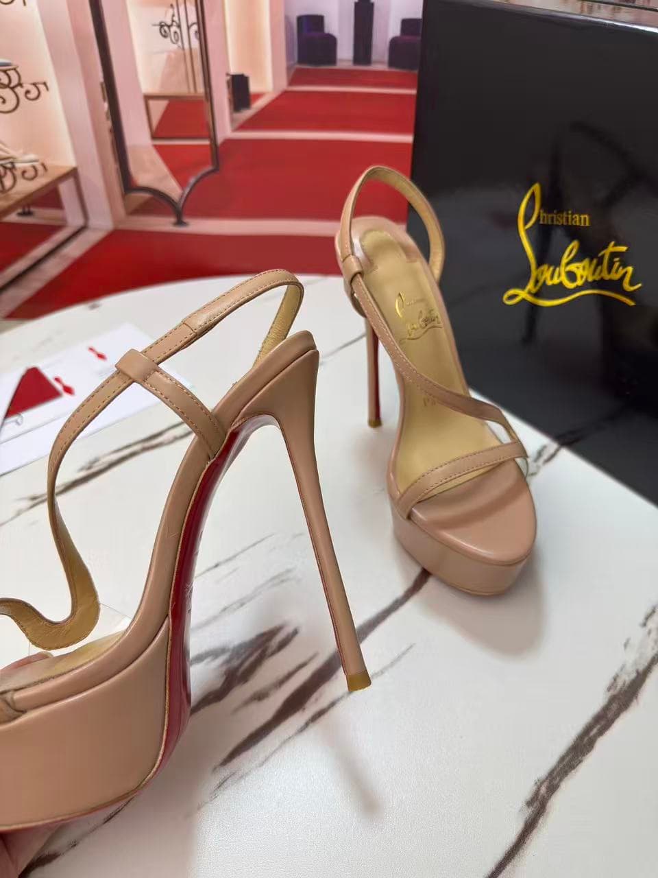 Christian Louboutin Rosalie Alta 150 blush leather sandals