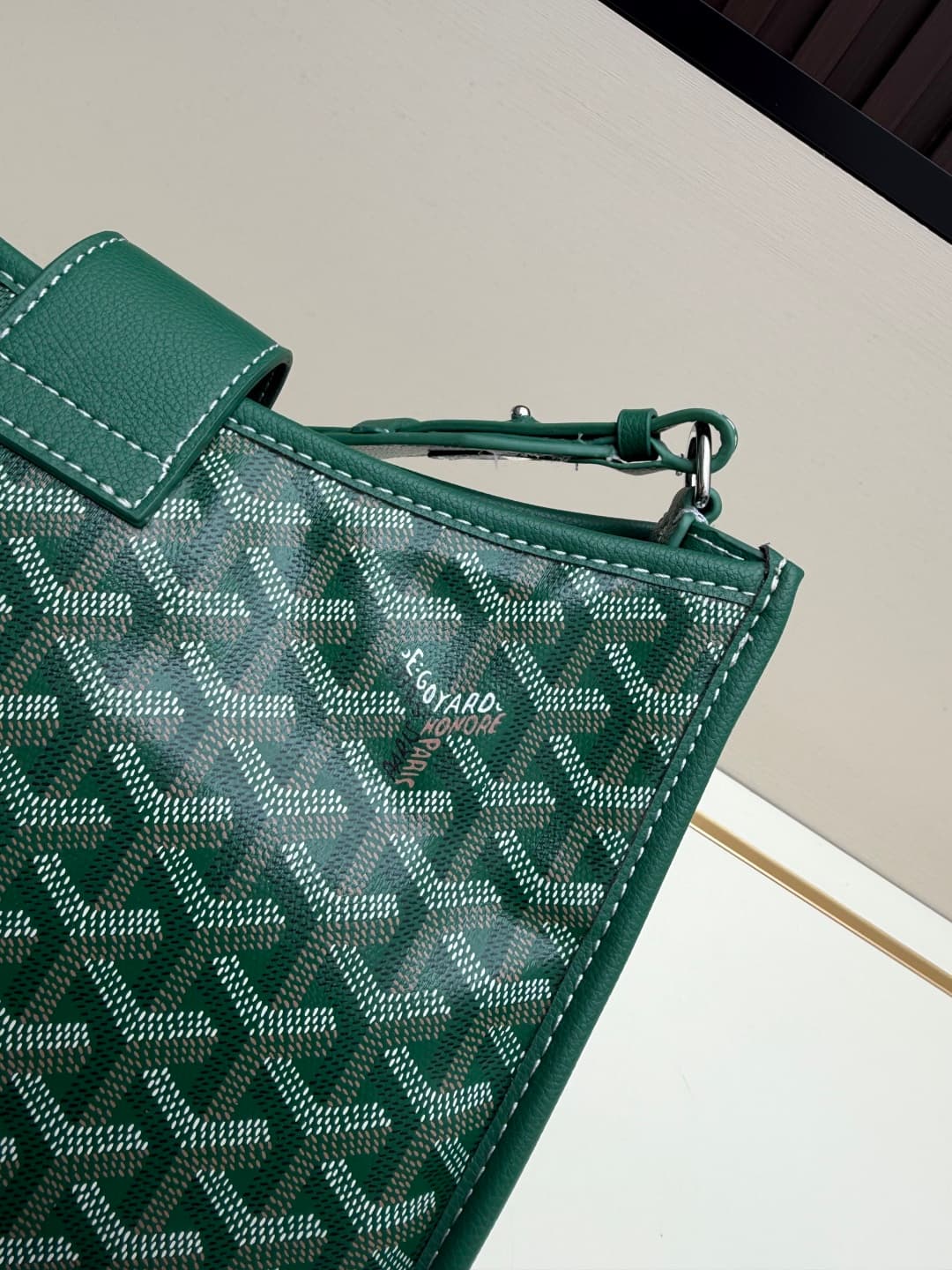 Goyard Musette PM bag in green Goyardine canvas Mid