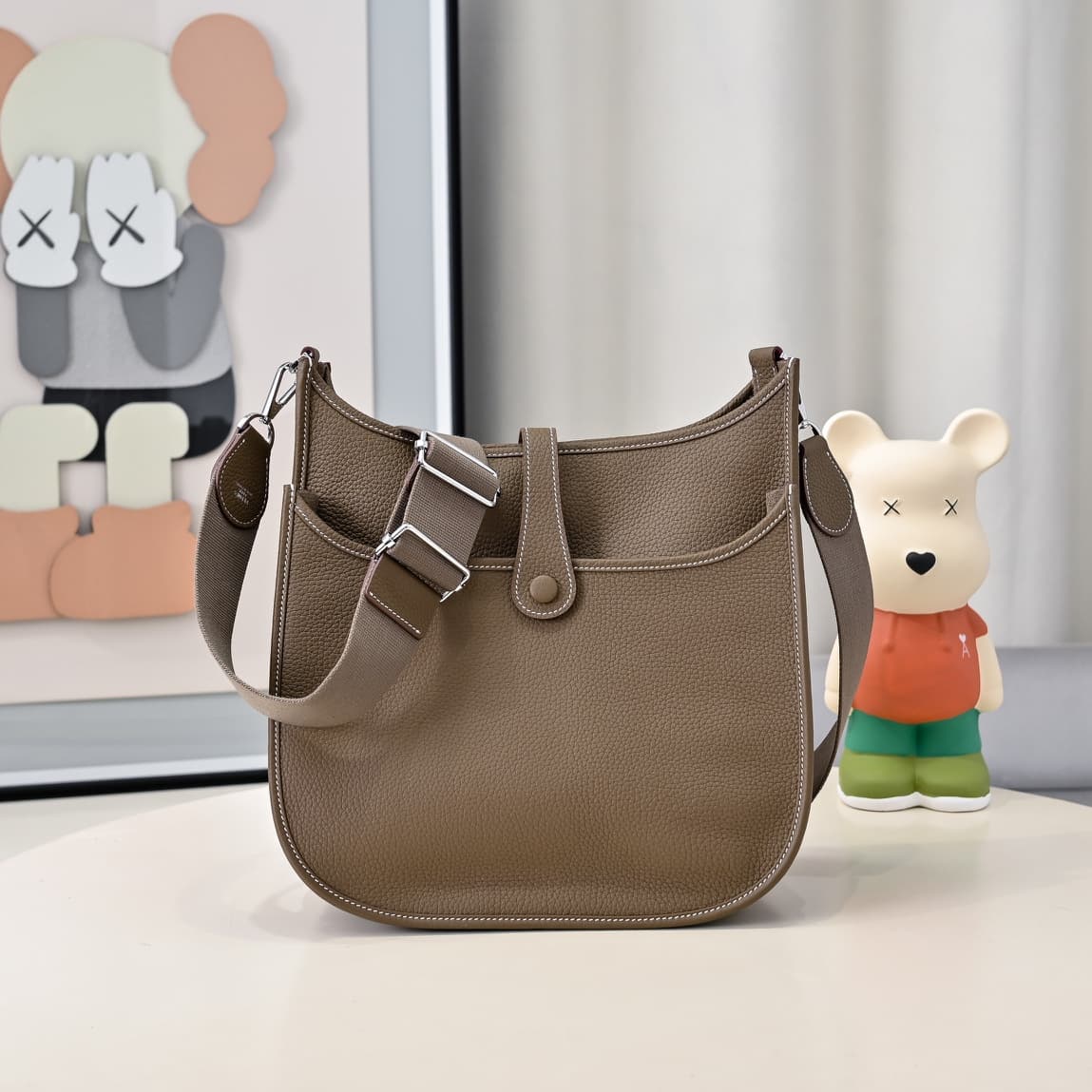 Hermes Evelyne III PM Bag Clemence Leather In Grey High