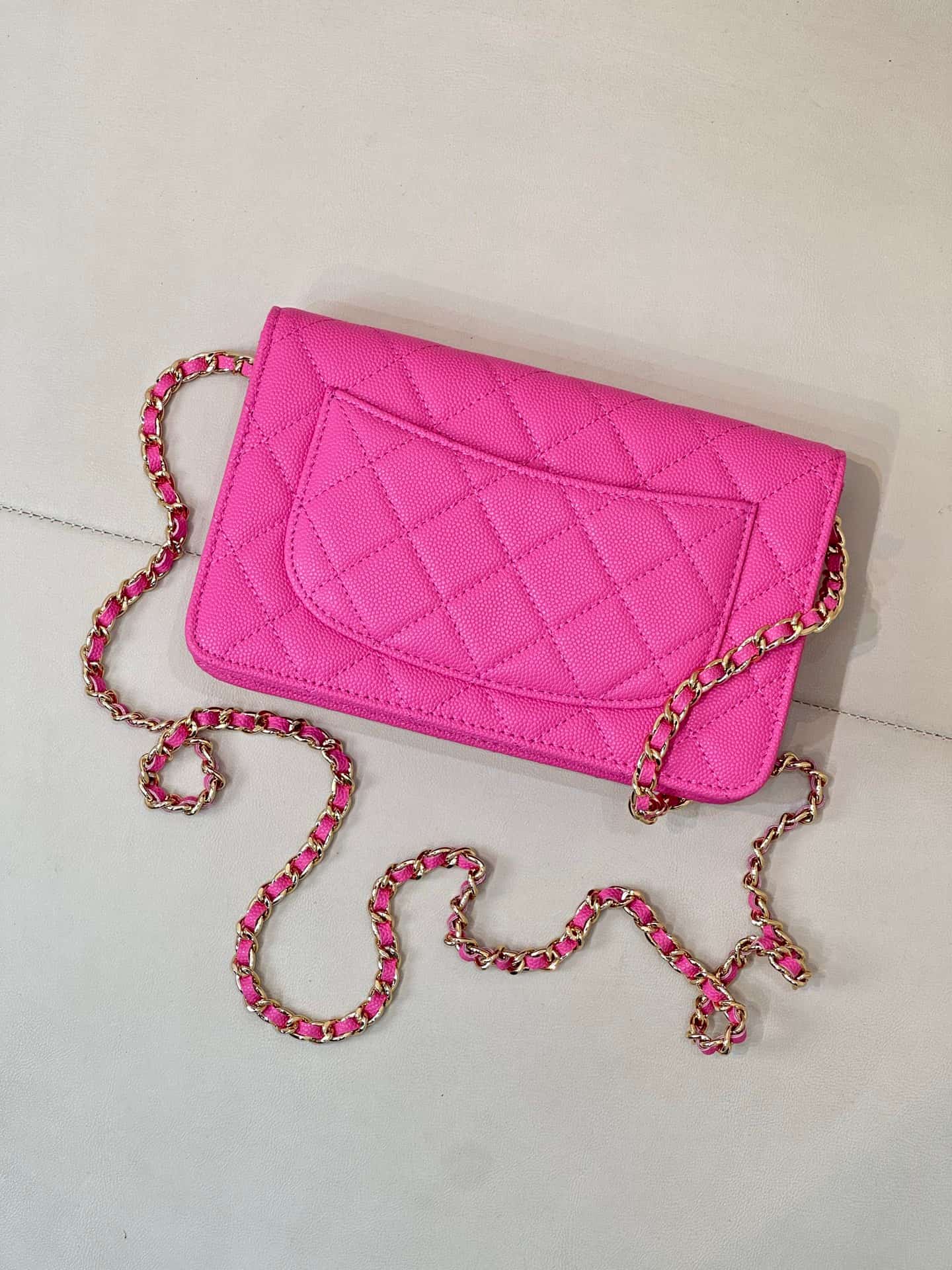 Chanel Wallet on Chain Grained Calfskin& Gold-tone Metal AP0250 Plum Red TOP