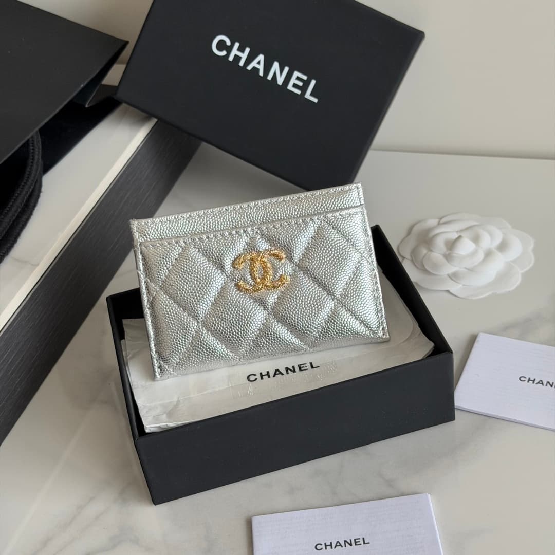 Chanel Card Holder Grained Calfskin Strass& Gold-Tone Metal AP5072 High