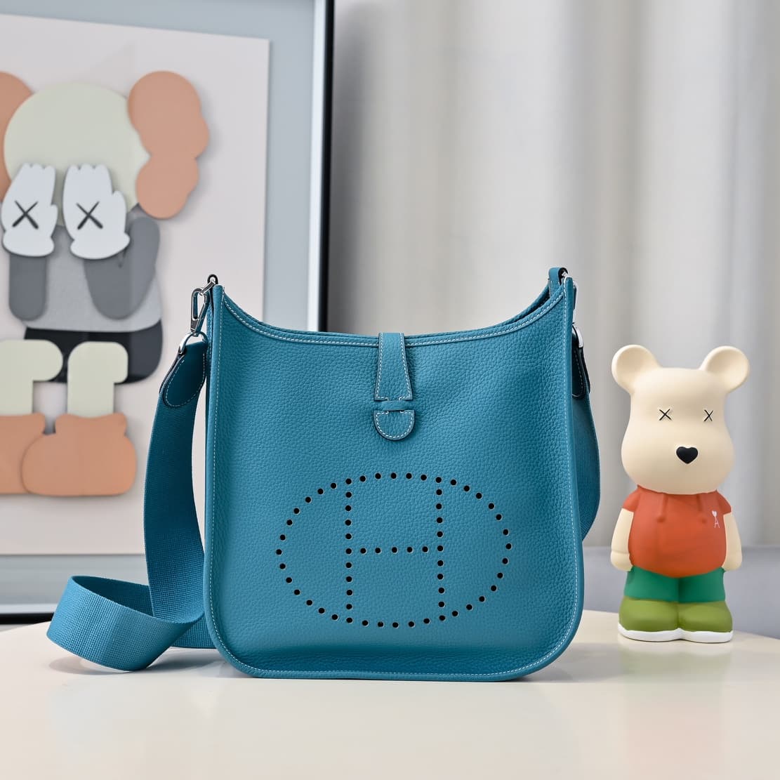 Hermes Evelyne III PM Bag Clemence Leather In Blue High
