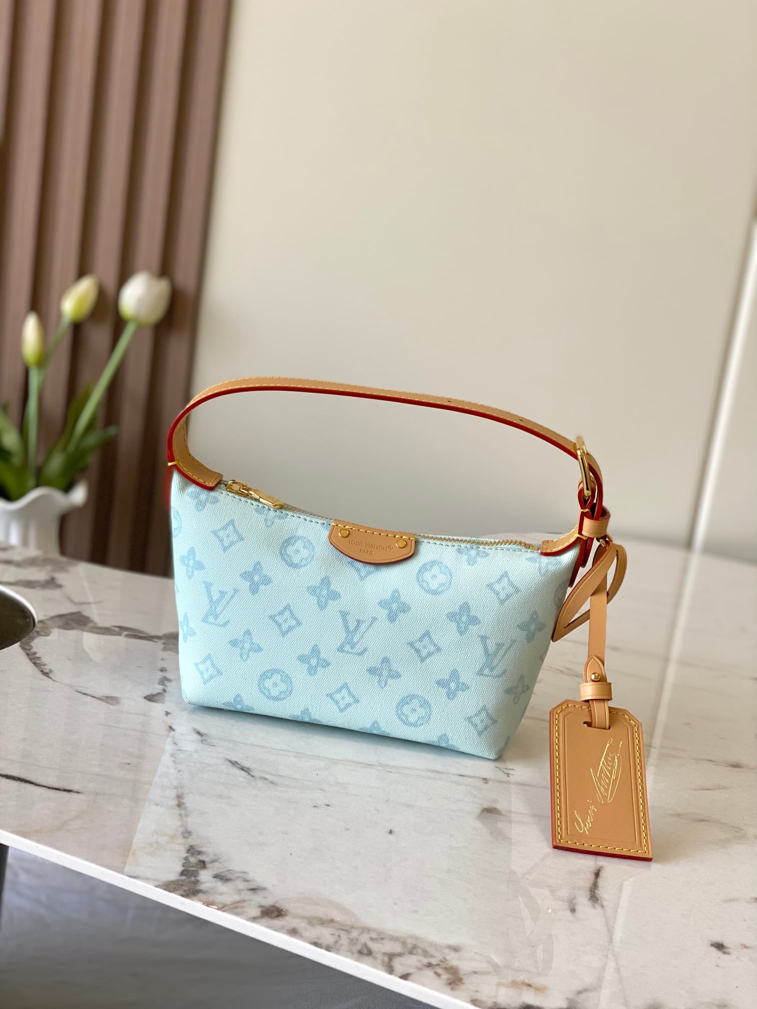 Louis Vuitton Pochette Hills Monogram Origine Bleu Courrier Coated canvas M28250 High