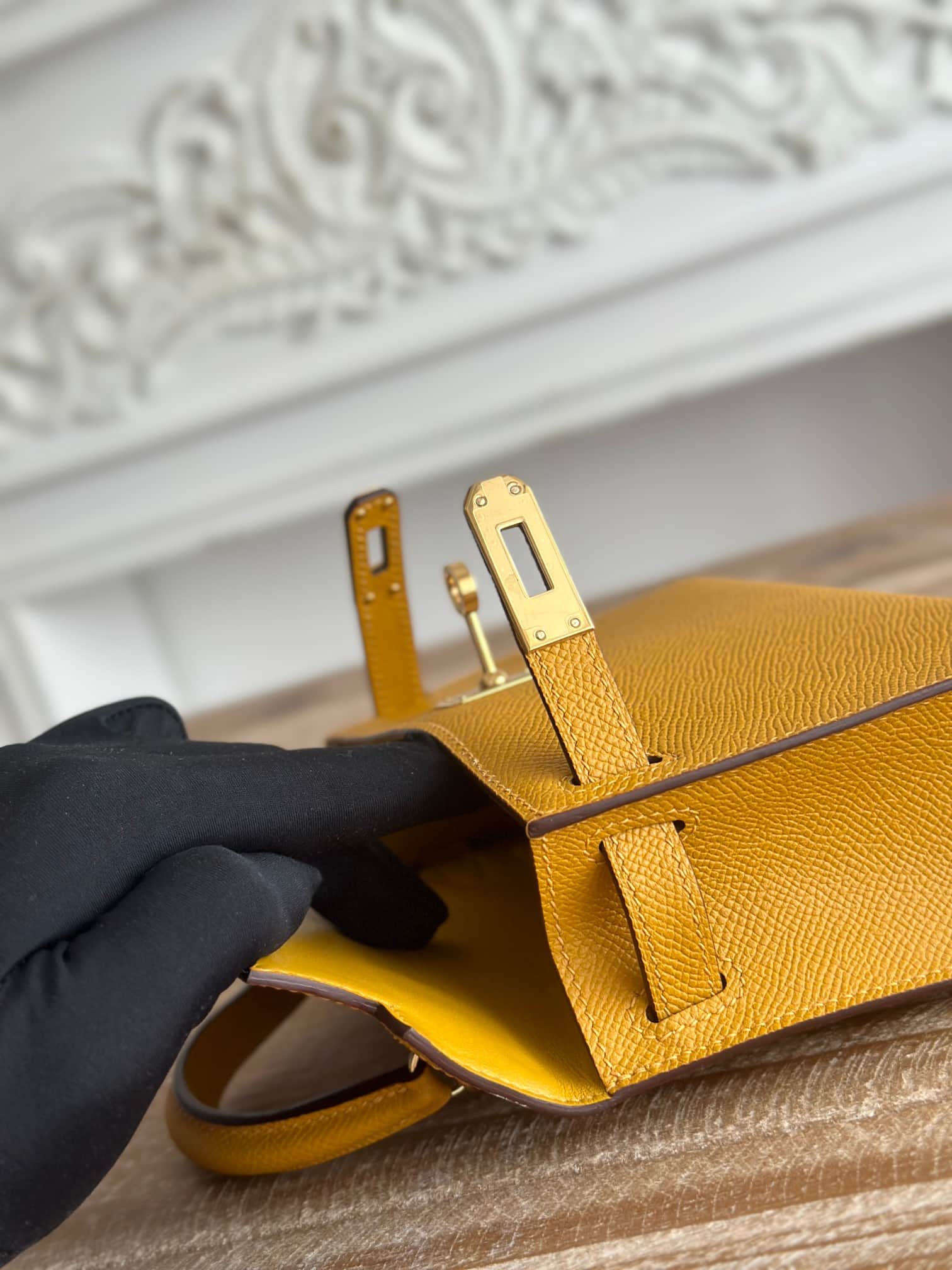 Hermes Kelly Mini II Bag Epsom Leather WAX Moutarde High