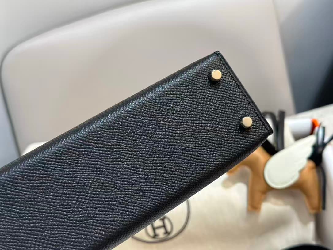 Hermes Kelly Mini Bag Leather WAX Silver Metal Black High Customizing Style