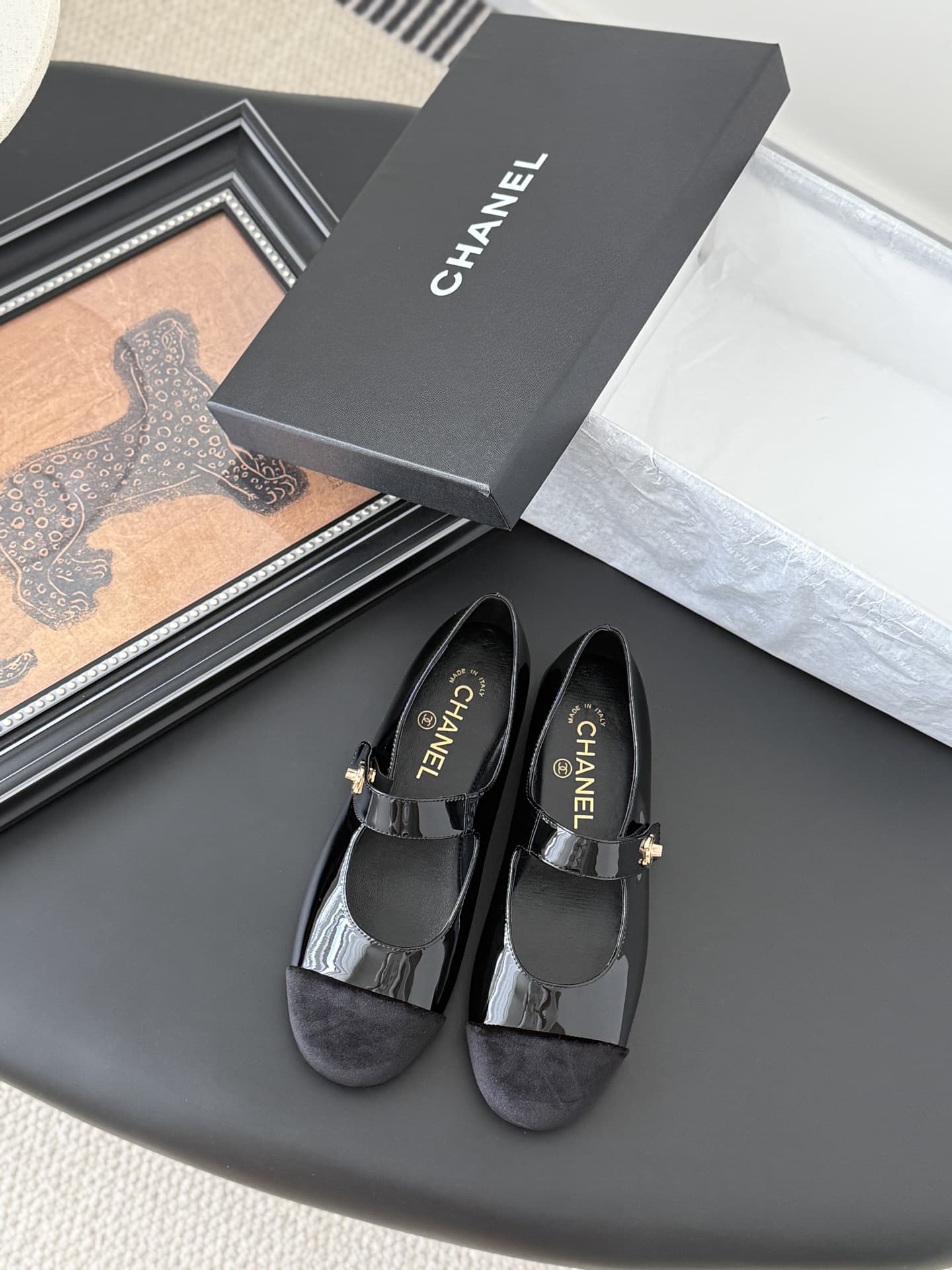 Chanel Calfskin Patent Mary Janes Flats Women