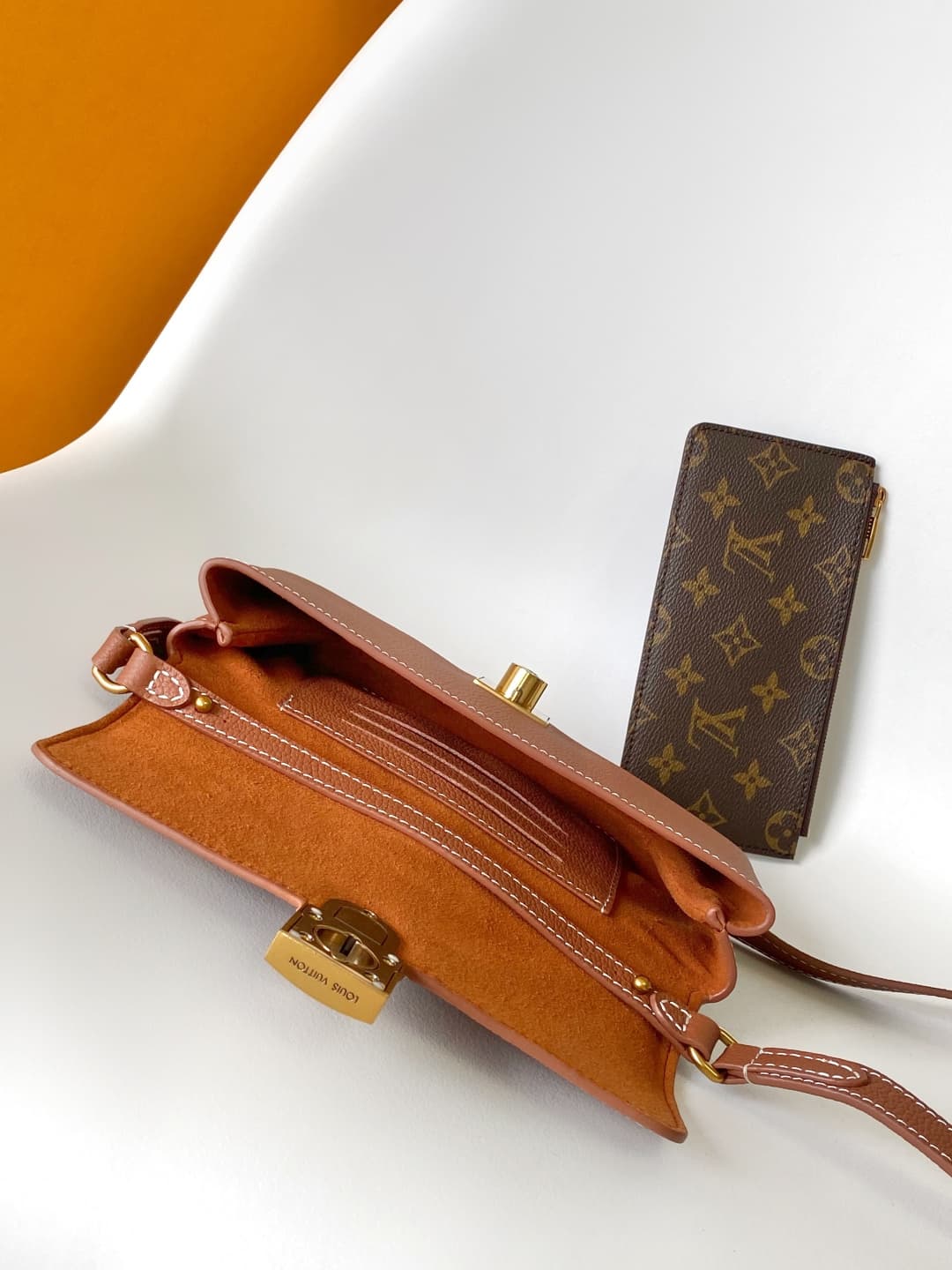 Louis Vuitton Wallet On Chain Low Key Cognac Brown Calfskin leather M12147 High